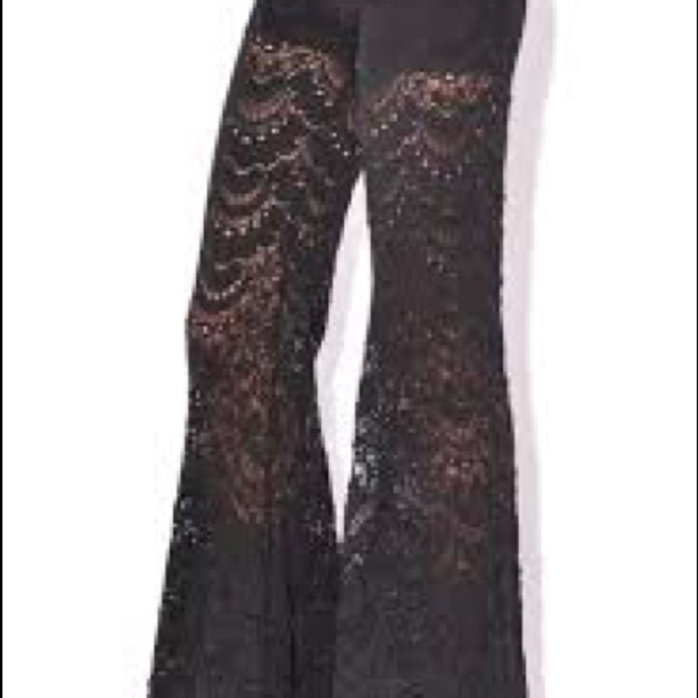 Nightcap Spanish lace bell bottom pants-Black